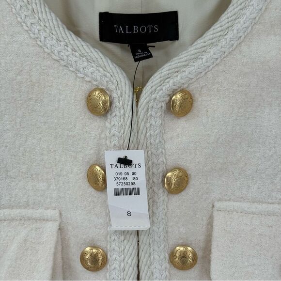 Talbots Berkshire Wool Blend Crop Blazer Jacket Cream Women 8 NWT Business - Picture 4 of 8